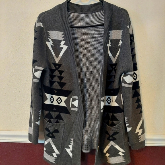 Dark Gray/Charcoal Aztec Cardigan - Picture 3 of 5
